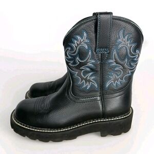 Ariat Fatbaby Ankle Boots Women Size 6.5 B Black Leather Western Style 10000833